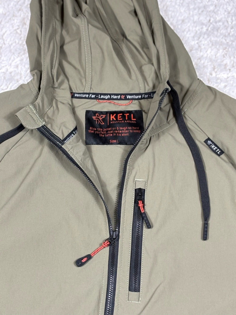 KETL Mtn Escapade Men’s L Olive Lightweight Hooded Travel Hiking Jacket - Picture 2 of 11